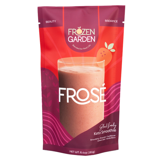 Frosé smoothie pouch with strawberry, avocado and vanilla bean - Frozen Garden ready to blend fruity smoothie.