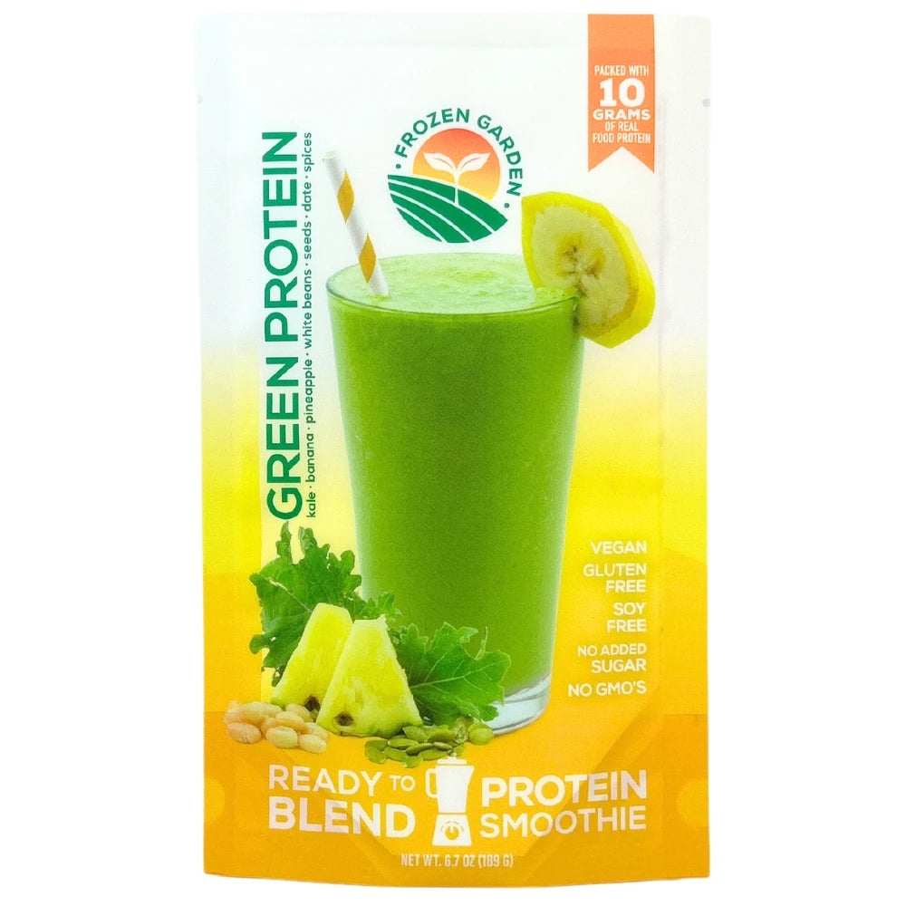 Green Protein Smoothie Pack - Protein Veggie Shake - Post Workout Smoothie - Frozen Garden