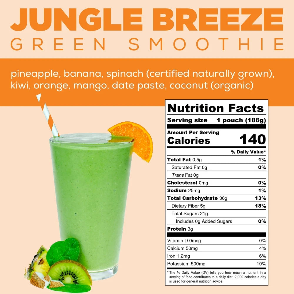 Jungle Breeze Green Smoothie Info - Tropical Smoothie - Pineapple Banana Smoothie - Frozen Garden