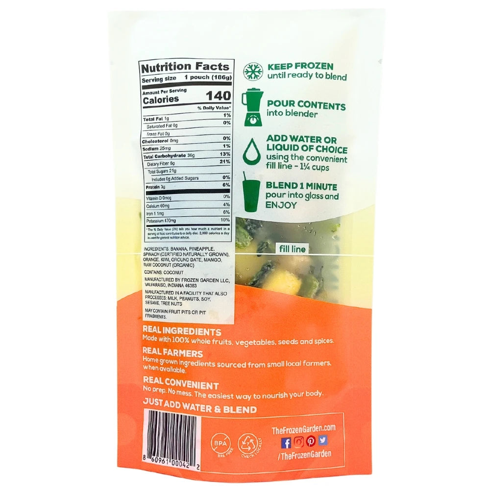 Jungle Breeze Green Smoothie Pack Back - Tropical Smoothie - Pineapple Banana Smoothie - Frozen Garden