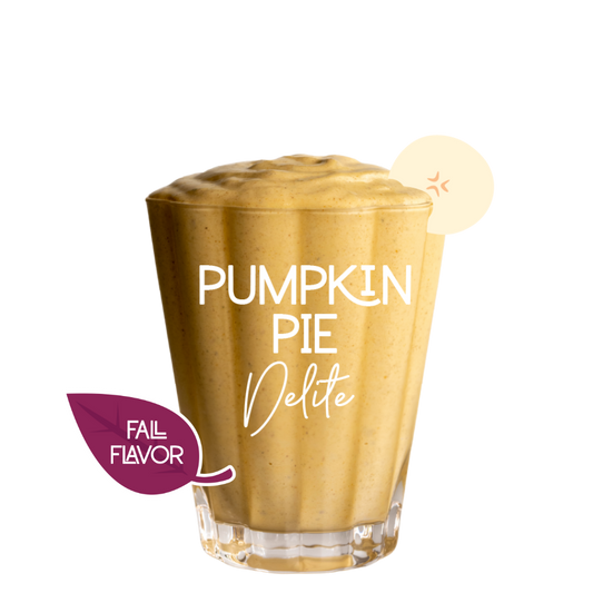 Pumpkin Pie Delite in glass on white background - Frozen Garden pumpkin pie frozen dessert.