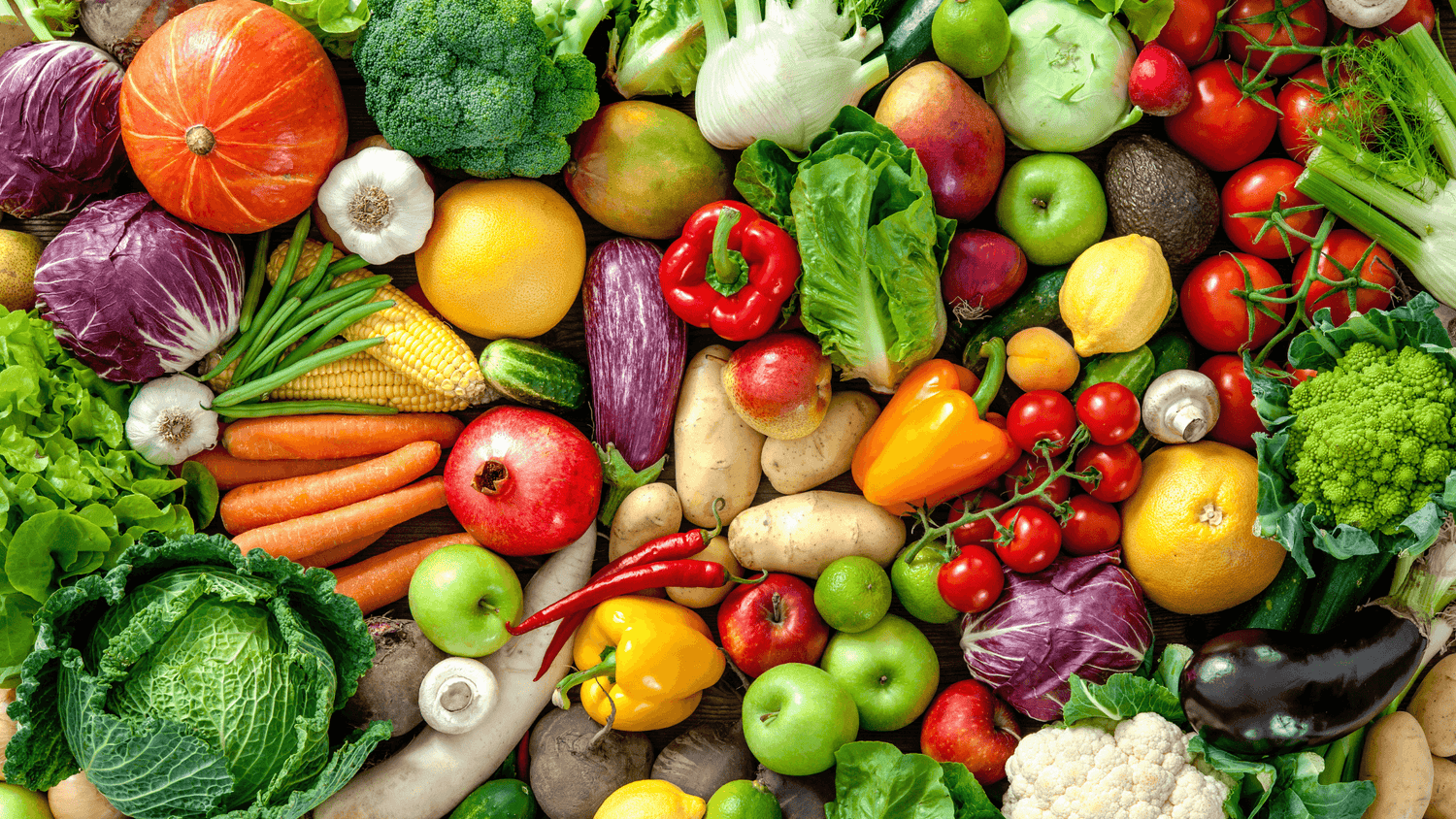 Fruits and Vegetables on white plate