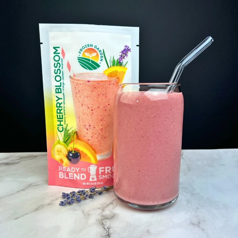 Cherry Blossom Fruit Smoothie Lifestyle - Cherry Smoothie - Cherry Banana Smoothie - Frozen Garden