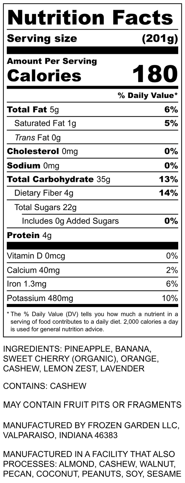 Nutrition Facts for Cherry Blossom