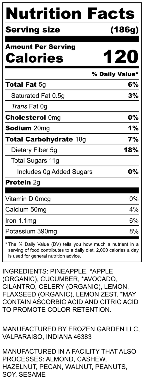 Nutrition Facts for Chillantro