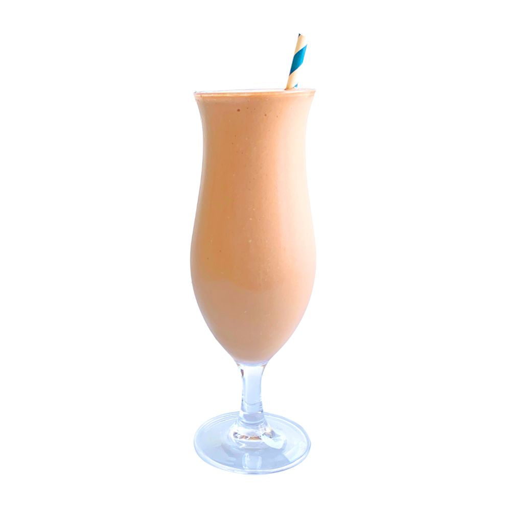 Frozen Garden Chocolate Peanut Butter Delite healthy milkshake ingredients layered in milkshake glass