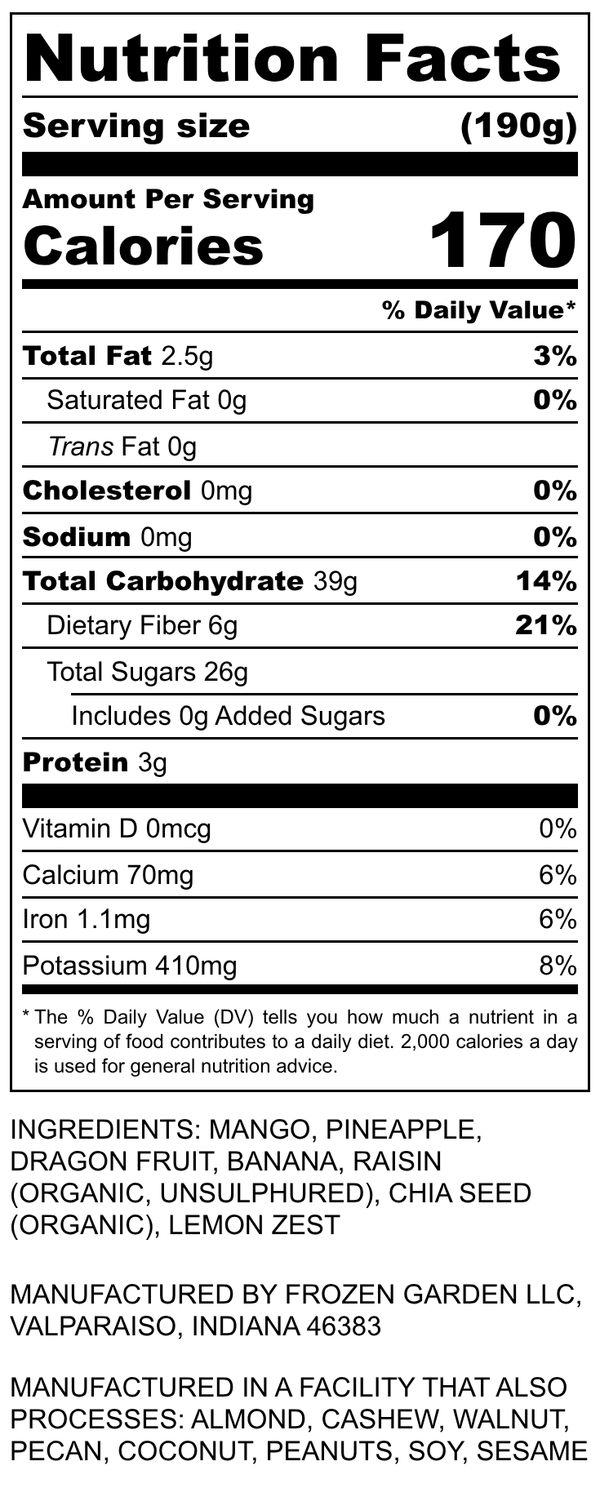Nutrition Facts for Dreamy Dragon