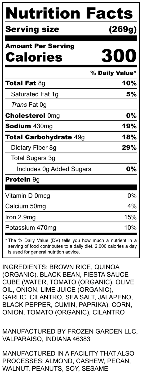 Nutrition Facts for Fiesta