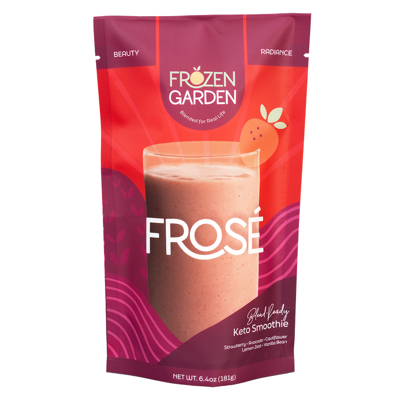Frosé smoothie pouch with strawberry, avocado and vanilla bean - Frozen Garden ready to blend fruity smoothie.