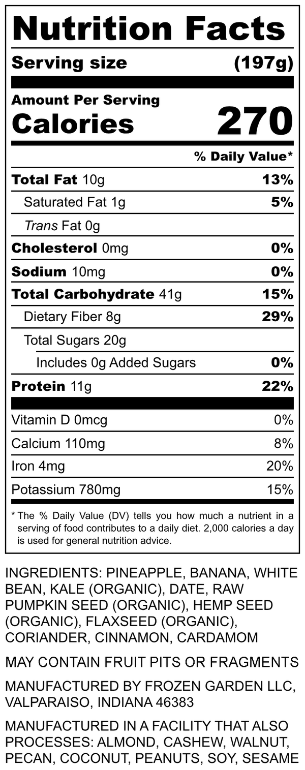 Nutrition Facts for Green Protein