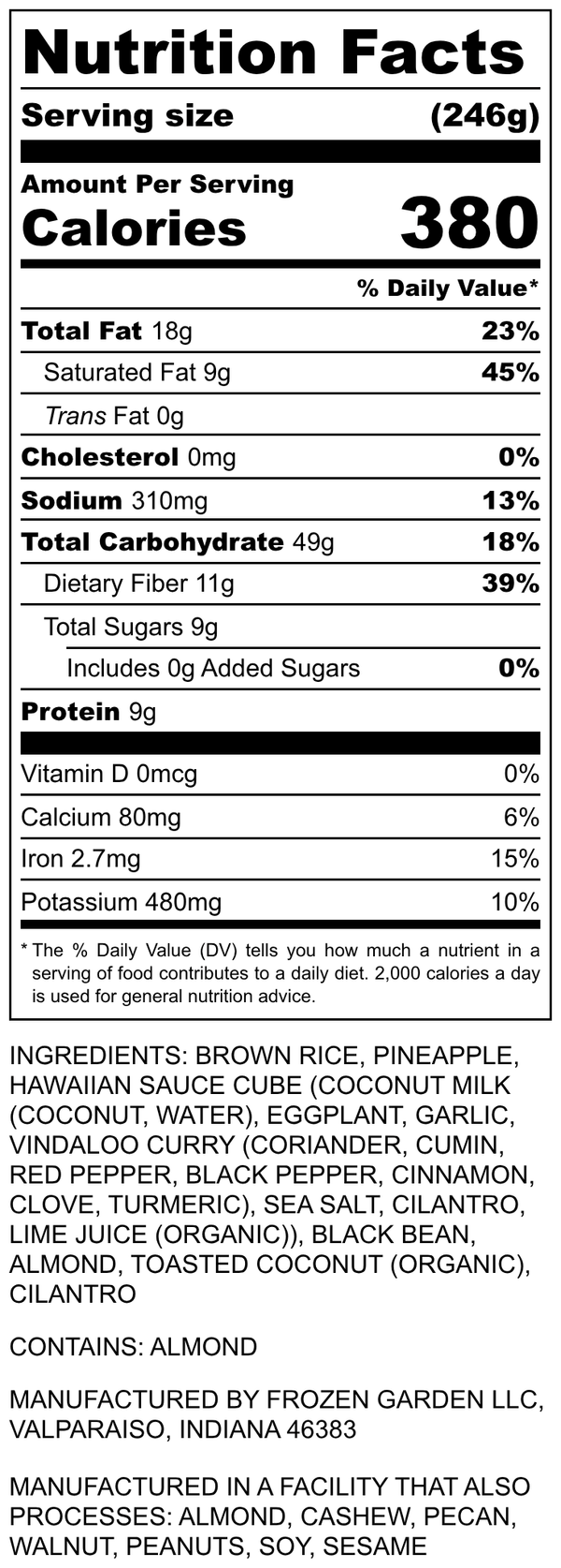 Nutrition Facts for Hawaiian