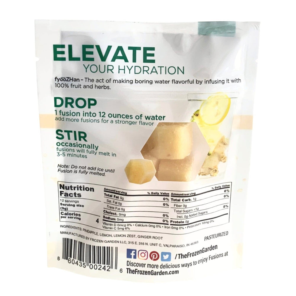 Lemon-Pineapple-Ginger Fusion Back Package - Frozen Garden - keto water enhancer - best infused water