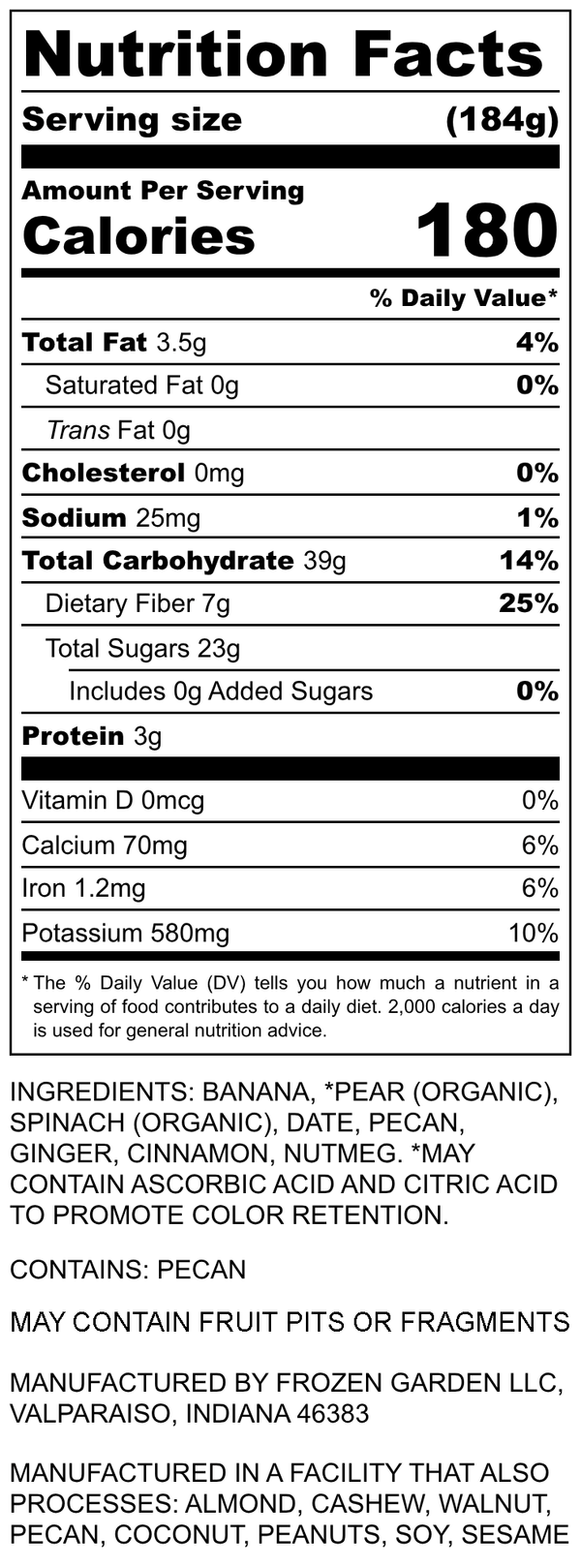 Nutrition Facts for Spiced Pear