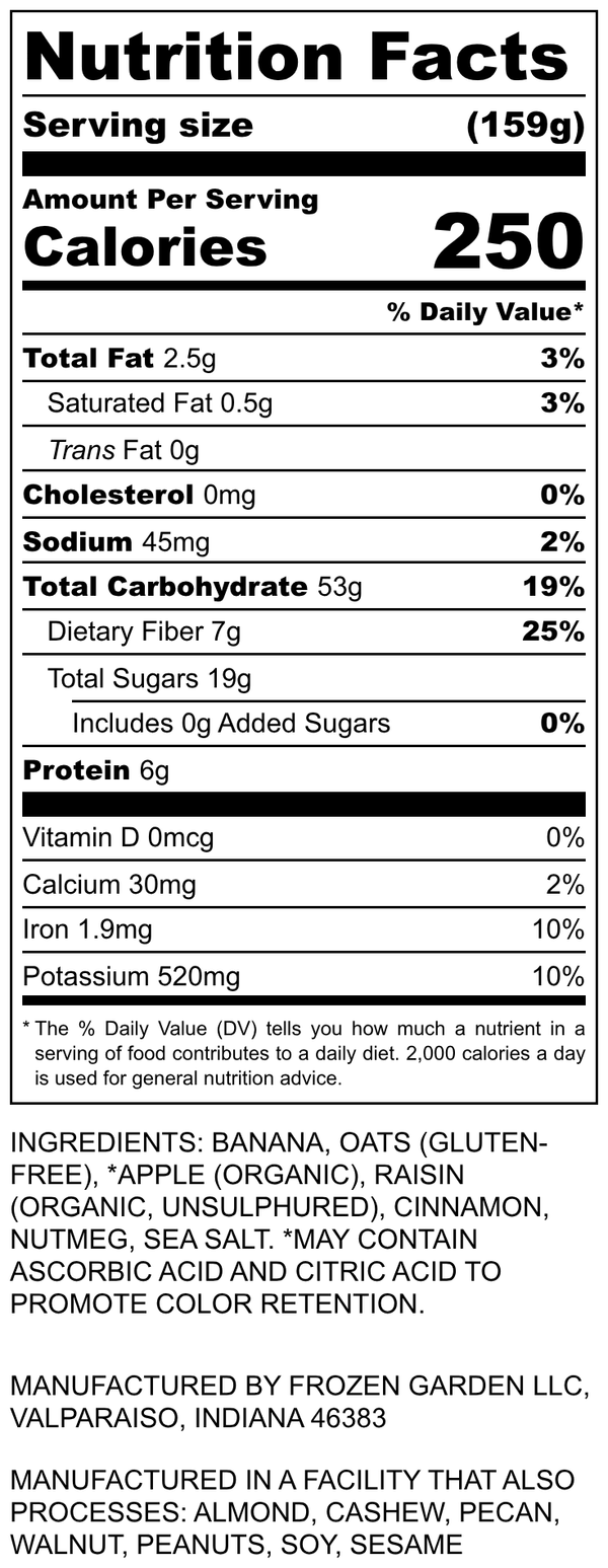 Nutrition Facts for Oatmeal Cookie