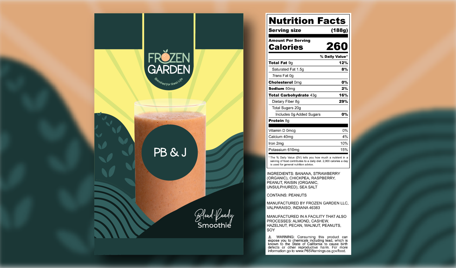 PB&J Seasonal Smoothie Nutrition Facts - Peanut Butter and Jelly Smoothie - Frozen Garden