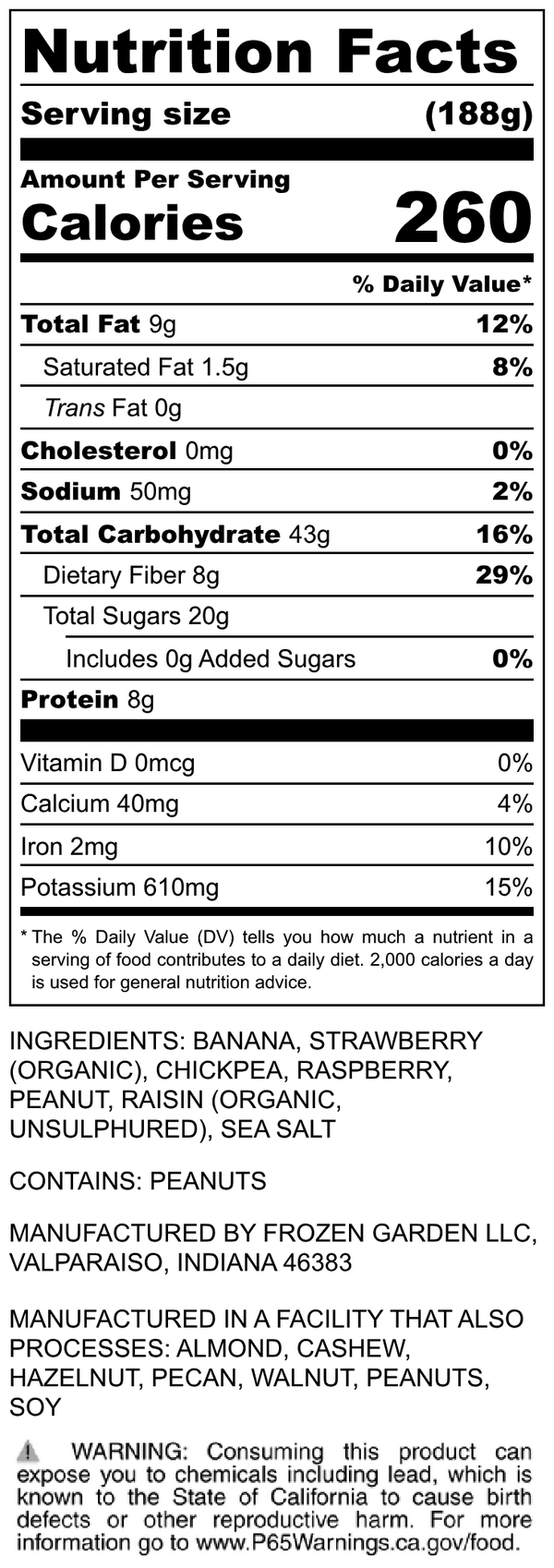 Nutrition Facts for PB&J