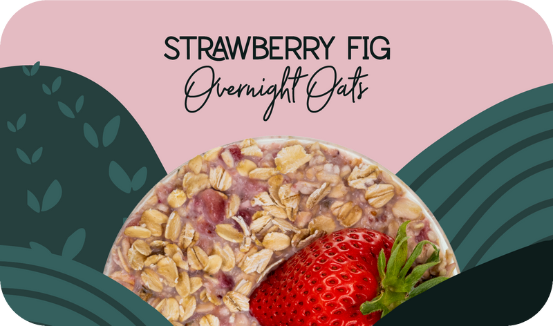 Strawberry Fig Overnight Oats served in bowl, creamy texture with sliced strawberries and figs - Frozen Garden healthy breakfast oats.