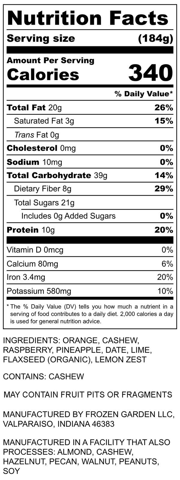 Nutrition Facts for Rainbow Sherbet