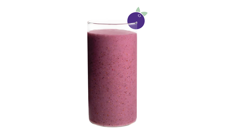 Blended Berrikini keto berry smoothie in glass - Frozen Garden low-carb berry blend.