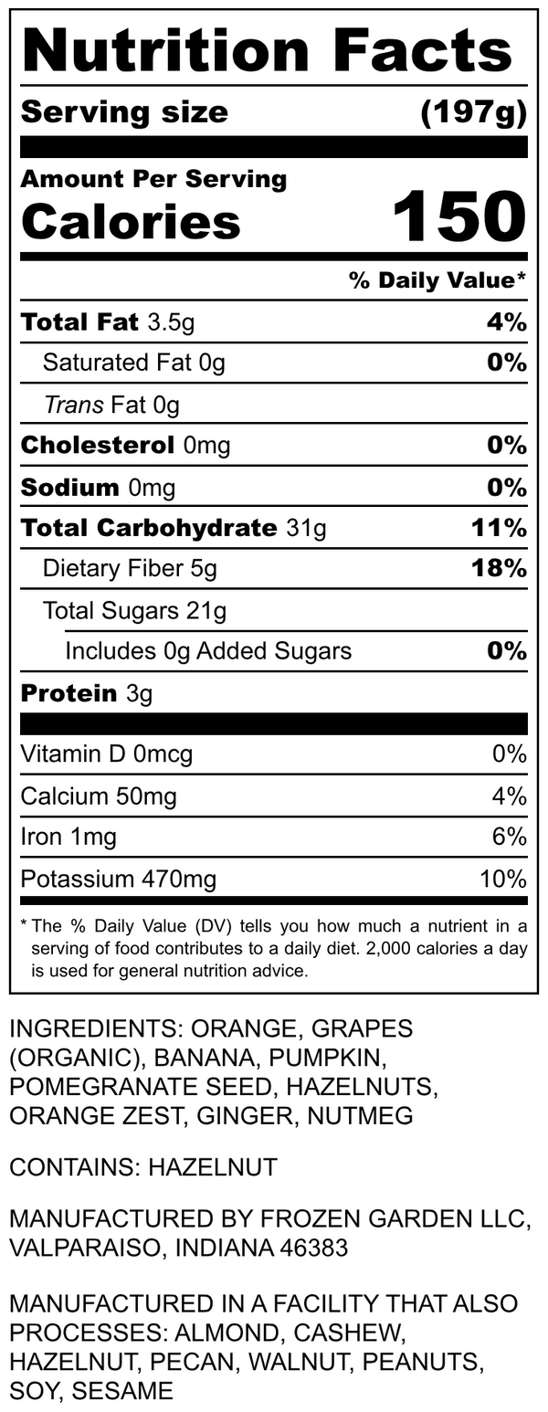 Nutrition Facts for Spiced Orange