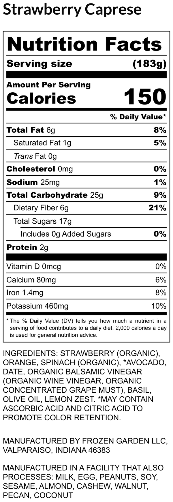 Nutrition Facts for Strawberry Caprese