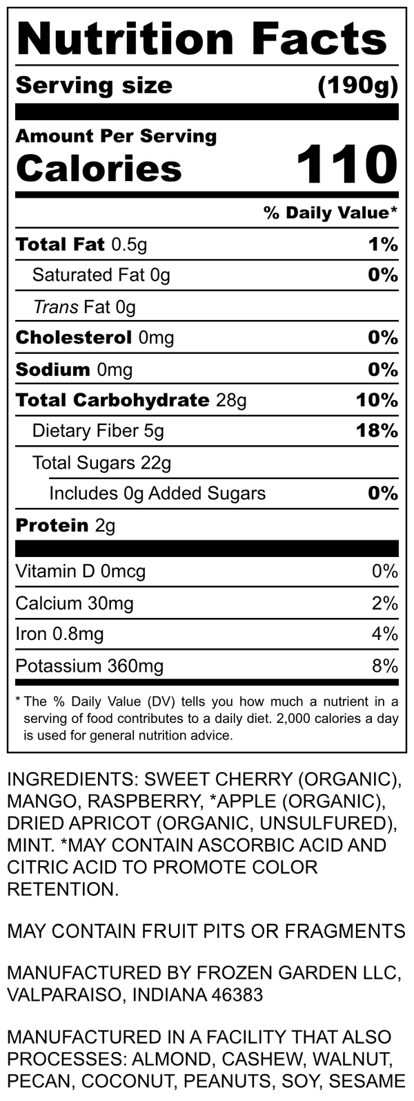 Nutrition Facts for That's So Razz