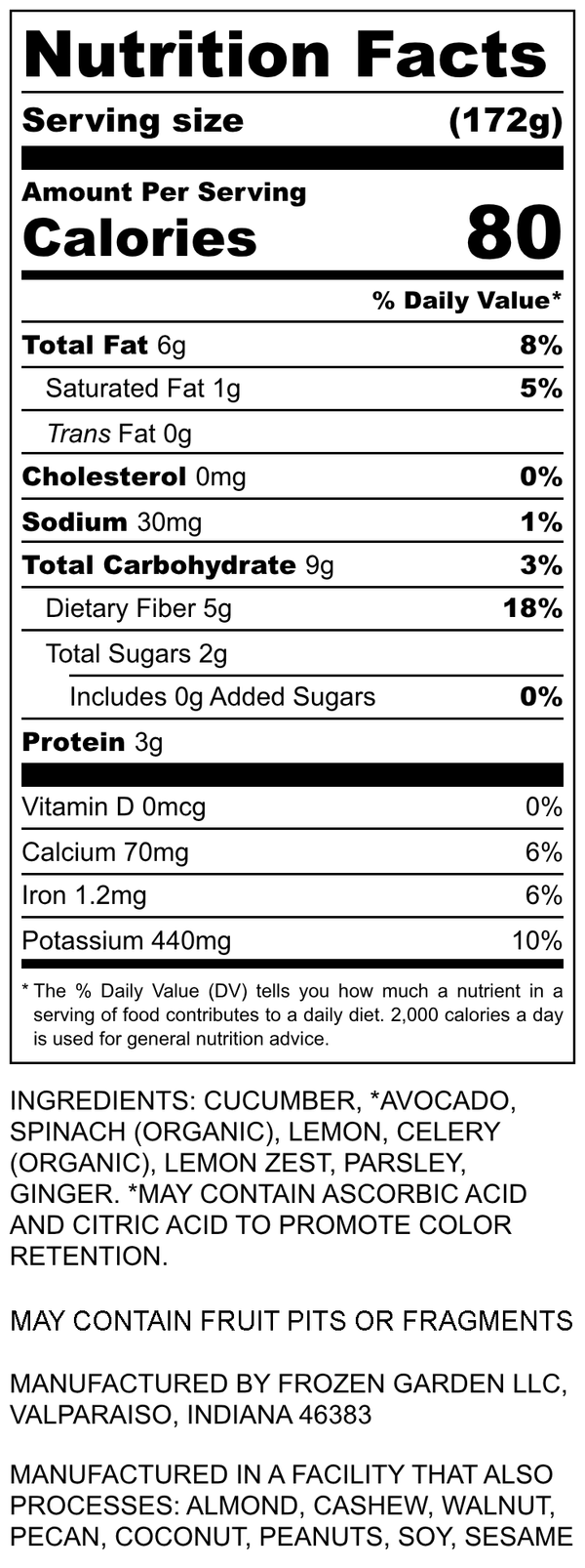 Nutrition Facts for Very Veggie