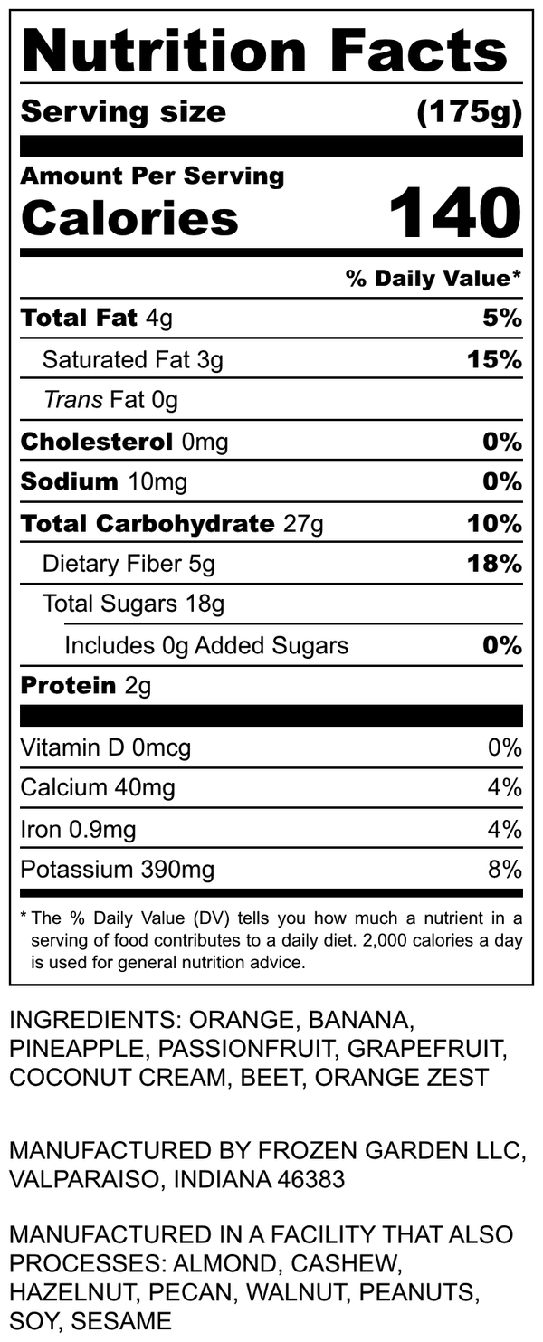 Nutrition Facts for Winter Citrus