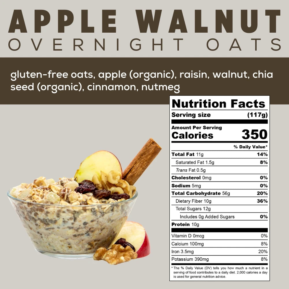 Apple Walnut Overnight Oats Info - Apple Cinnamon Overnight Oats - Apple Overnight Oats - Frozen Garden