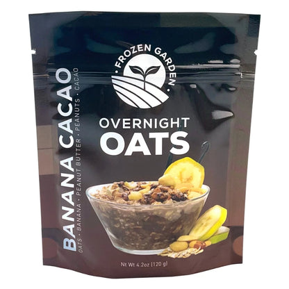 Banana Cacao Overnight Oats Pack - Chocolate Peanut Butter Overnight Oats - Peanut Butter Banana Overnight Oats - Frozen Garden