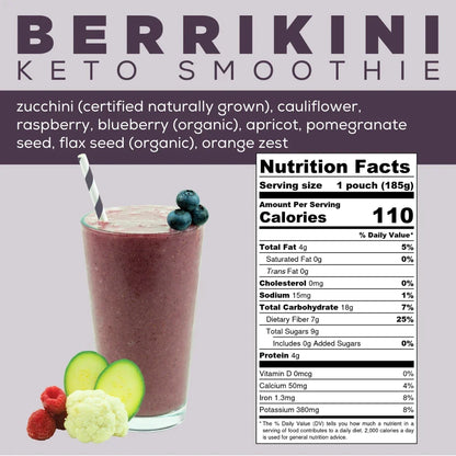 Berrikini Keto Smoothie Info - Frozen Berry Smoothie - Fruit and Veggie Smoothie - Frozen Garden