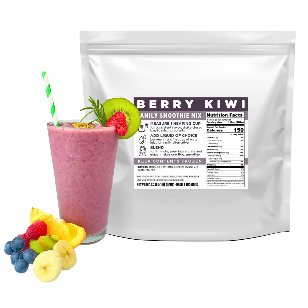 Berry Kiwi Family Smoothie Mix Lifestyle - Berry Banana Smoothie - Berry Kiwi Smoothie - Frozen Garden