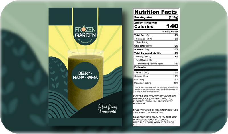 Berry-Nana-Rama Spring Seasonal Smoothie Nutrition - Strawberry Banana Smoothie - Frozen Garden