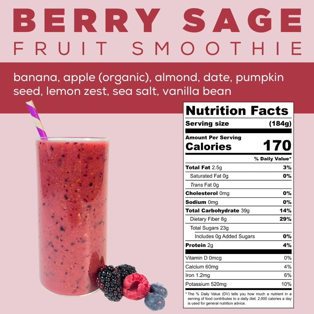 Berry Sage Fruit Smoothie Info - Banana Berry Smoothie - Fall Fruit Smoothie - Frozen Garden