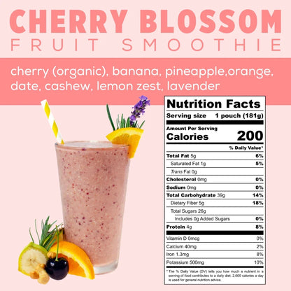 Cherry Blossom Fruit Smoothie Pack Info - Cherry Smoothie - Cherry Banana Smoothie - Frozen Garden