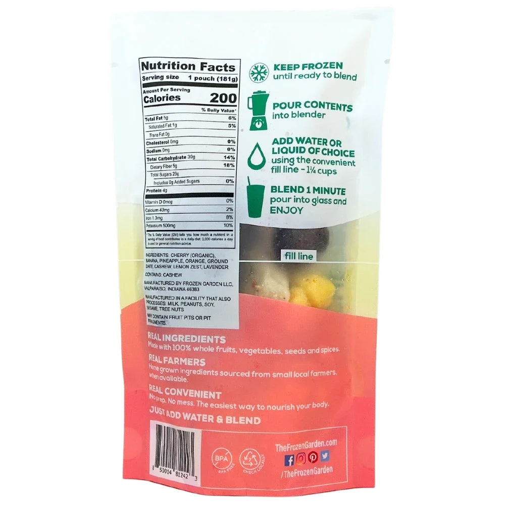 Cherry Blossom Fruit Smoothie Pack Back - Cherry Smoothie - Cherry Banana Smoothie - Frozen Garden