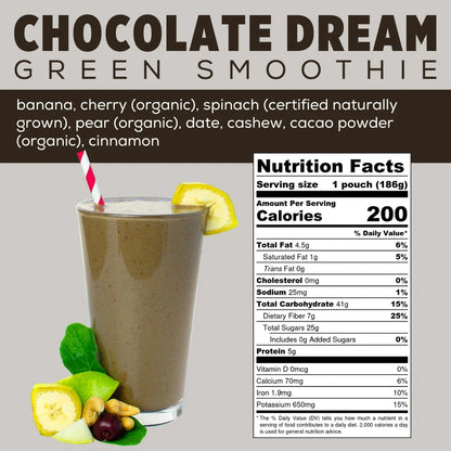 Chocolate Dream Green Smoothie Info - Chocolate Smoothie - Chocolate Banana Smoothie - Frozen Garden