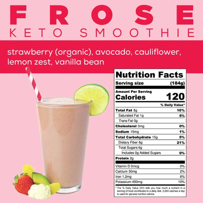 Frosé Keto Smoothie Info - Strawberry Smoothie - Fruit and Veggie Smoothie - Frozen Garden
