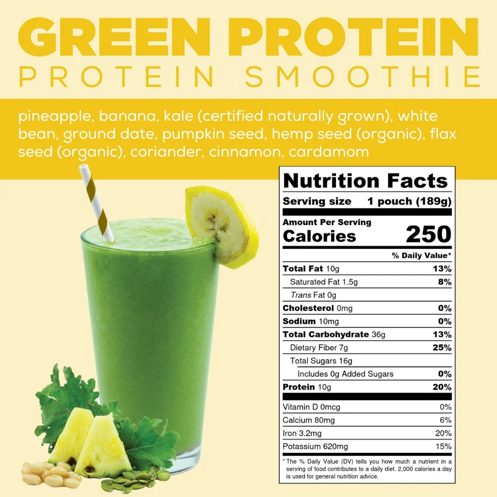 Green Protein Smoothie Info - Protein Veggie Shake - Post Workout Smoothie - Frozen Garden