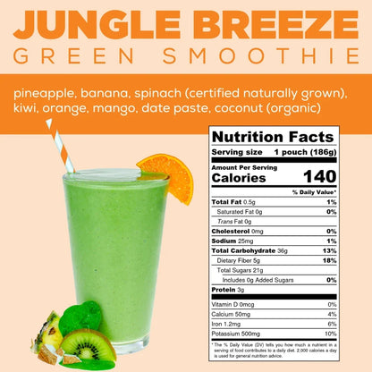 Jungle Breeze Green Smoothie Info - Tropical Smoothie - Pineapple Banana Smoothie - Frozen Garden