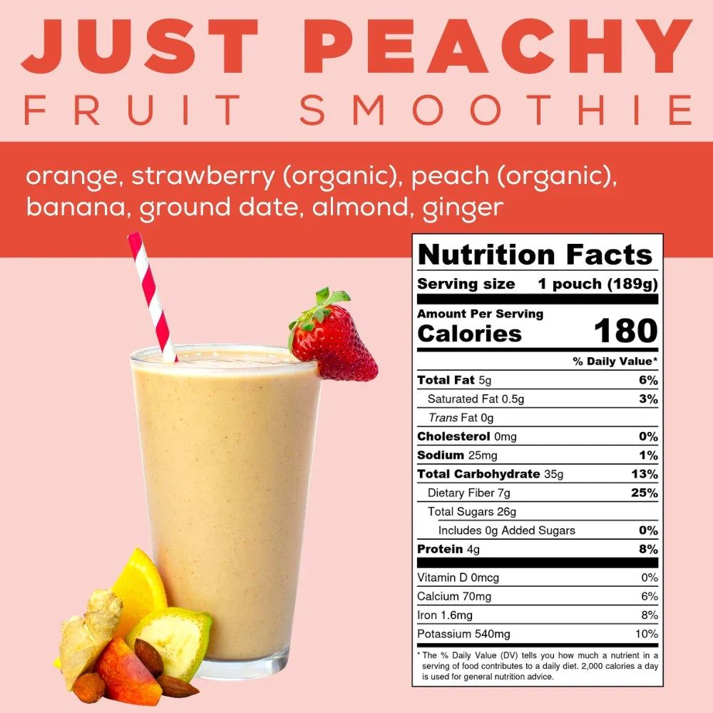 Just Peachy Fruit Smoothie Info - Peach Smoothie - Strawberry Peach Smoothie - Frozen Garden