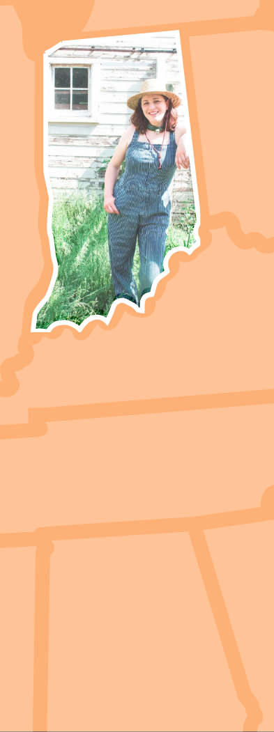 Frozen Garden founder in overalls on farm in Indiana.