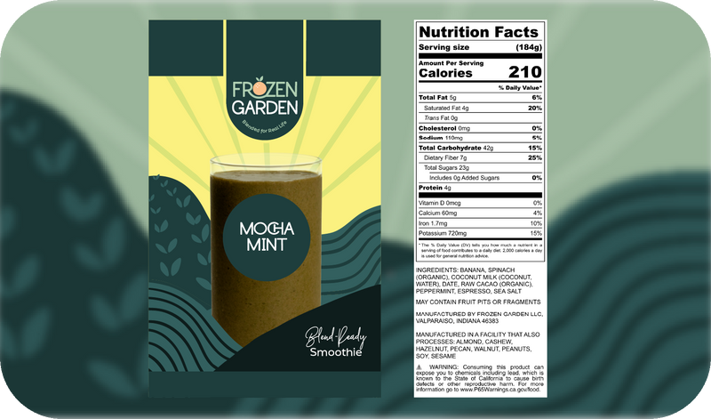 Mocha Mint mocha smoothie nutrition facts - Frozen Garden.