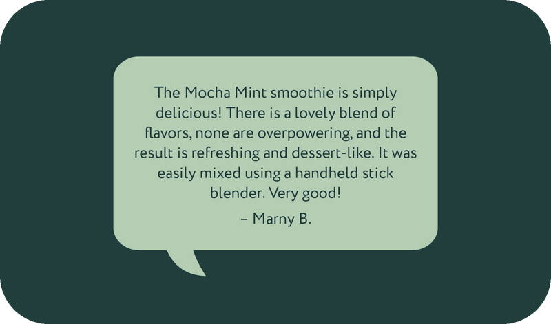 Mocha Mint mocha smoothie lifestyle shot - Frozen Garden.