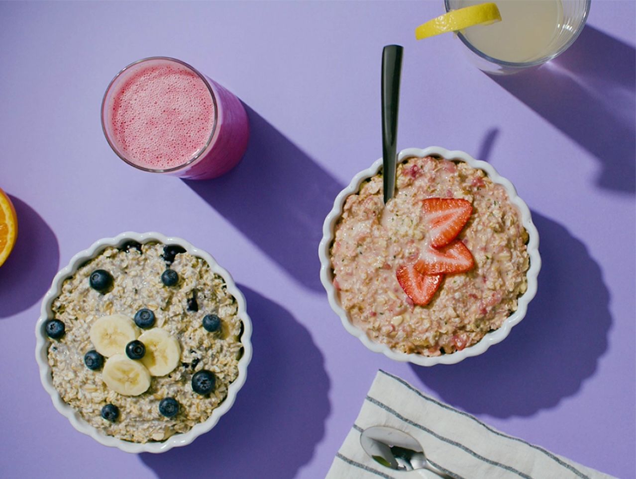 An overhead view of Frozen Garden's Overnight Oats prepared for a healthy breakfast