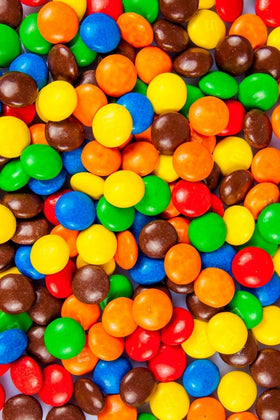 Colorful assortment of round candies