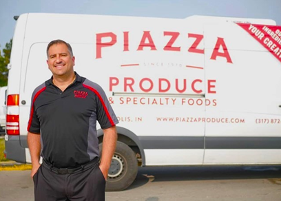 Locally owned Piazza Produce van delivery local ingredients for Frozen Garden's frozen smoothie packs