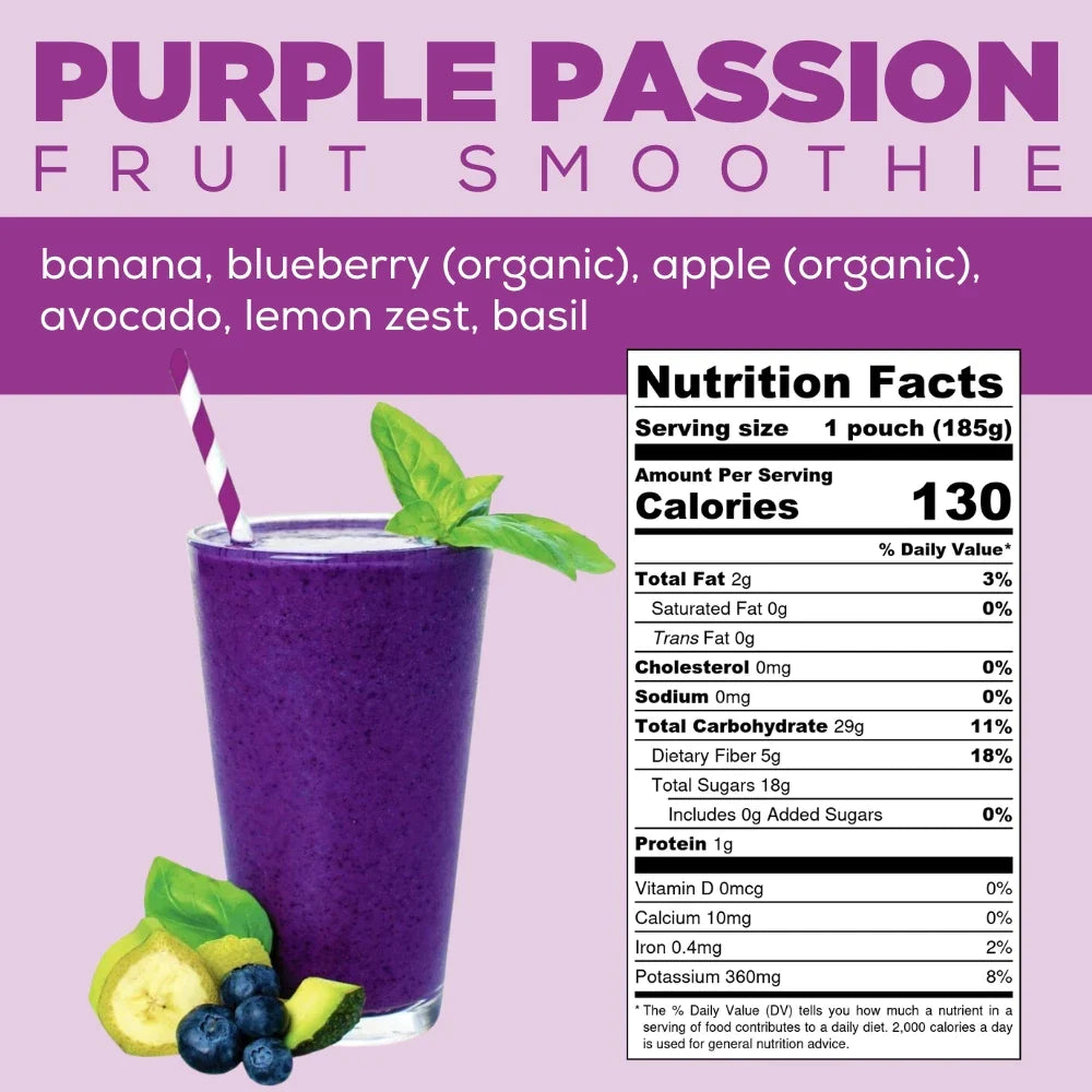 Purple Passion Fruit Smoothie Info - Blueberry Smoothie - Blueberry Banana Smoothie - Frozen Garden