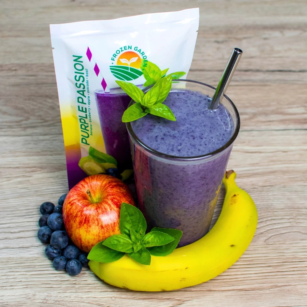 Purple Passion Fruit Smoothie Lifestyle - Blueberry Smoothie - Blueberry Banana Smoothie - Frozen Garden