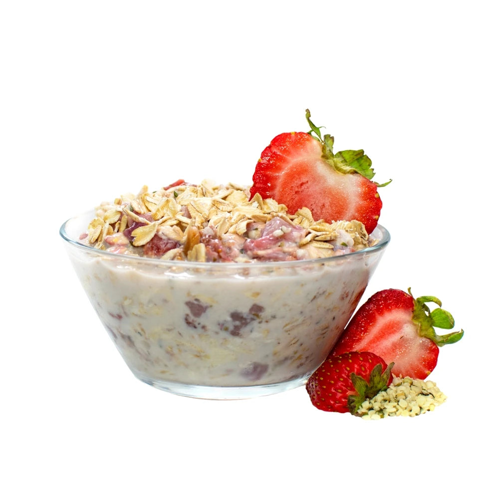 Strawberry Fig Overnight Oats Prepared - Strawberry Overnight Oats - Overnight Oats With Strawberries - Frozen Garden